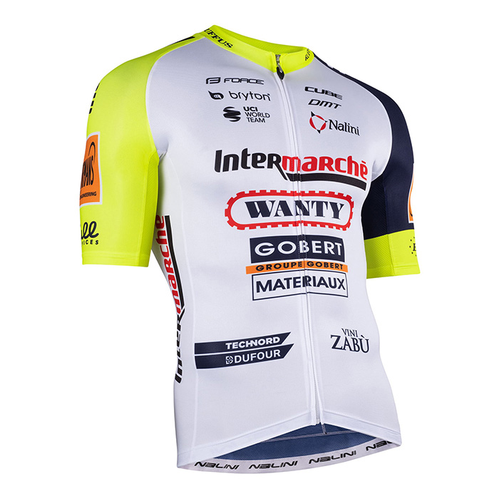 2022 Fahrradbekleidung Wanty-Gobert Cycling Team Wei Blau Trikot Kurzarm und Tragerhose